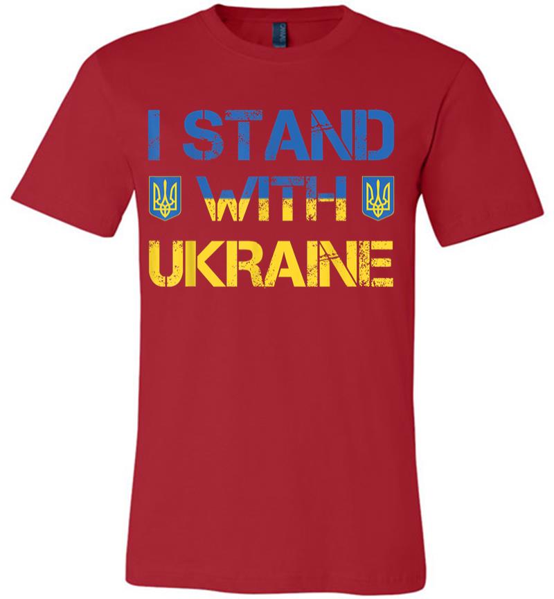 Inktee Store - I Stand With Ukraine Ukrainian Flag Supporting Ukraine Premium T-Shirt Image
