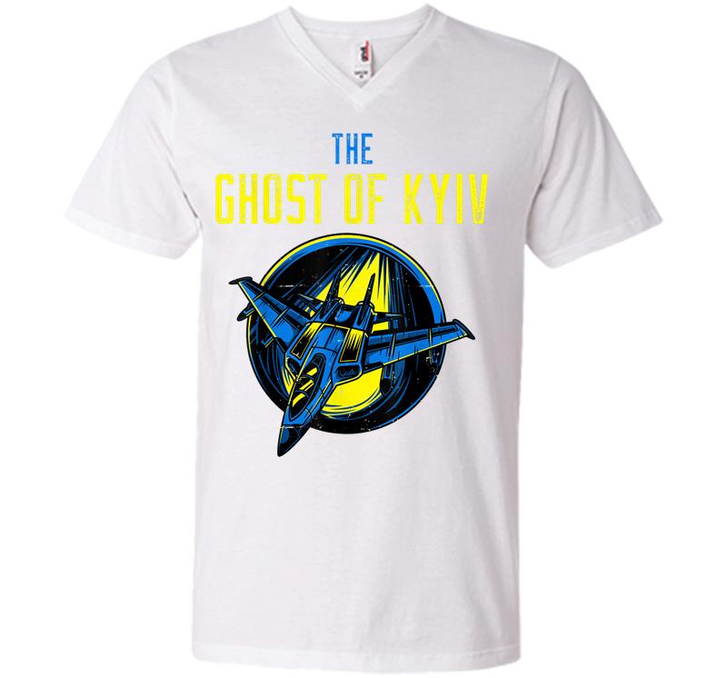 Inktee Store - I Support Ukraine Shirt Pray For Ukraine The Ghost Of Kyiv V-Neck T-Shirt Image