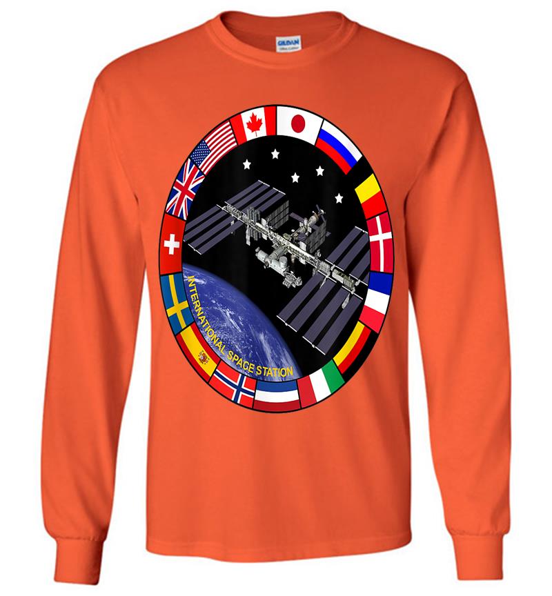 Inktee Store - International Space Station Nasa Iss Flag Logo Long Sleeve T-Shirt Image