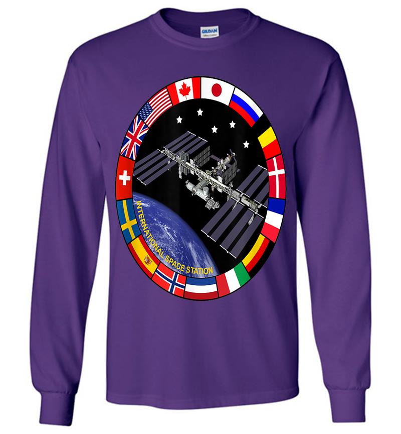 Inktee Store - International Space Station Nasa Iss Flag Logo Long Sleeve T-Shirt Image