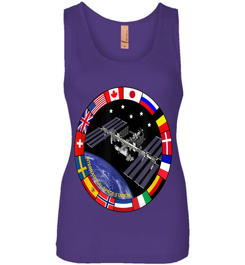 Inktee Store - International Space Station Nasa Iss Flag Logo Womens Jersey Tank Top Image