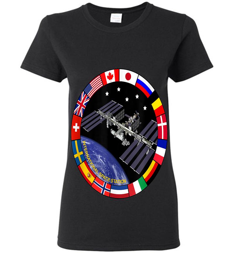 International Space Station Nasa Iss Flag Logo Womens T-shirt