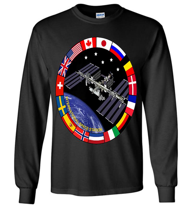 International Space Station Nasa Iss Pocket Logo Long Sleeve T-shirt