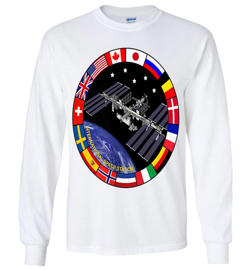 Inktee Store - International Space Station Nasa Iss Pocket Logo Long Sleeve T-Shirt Image