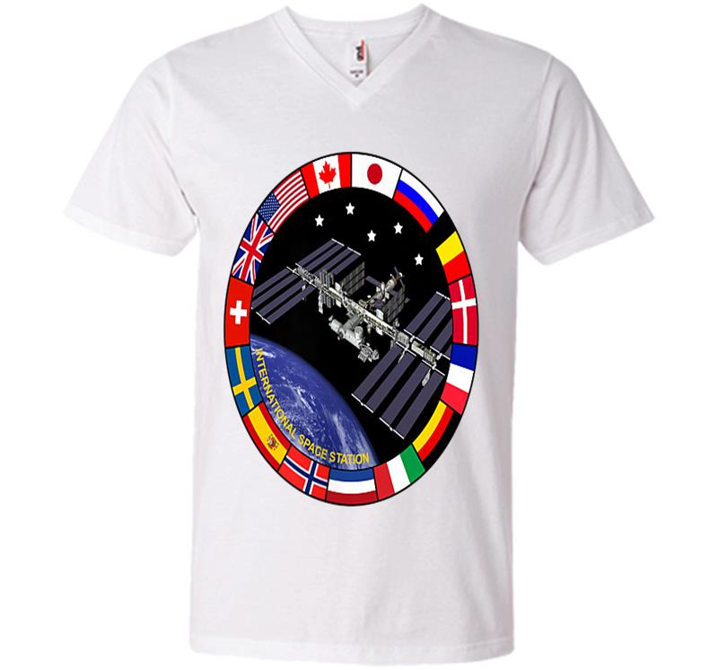 Inktee Store - International Space Station Nasa Iss Pocket Logo V-Neck T-Shirt Image