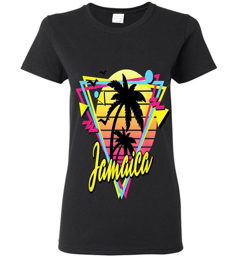 Jamaica Retro Vacations Beach 80S 70S Palm Tree Sunset Womens T-Shirt