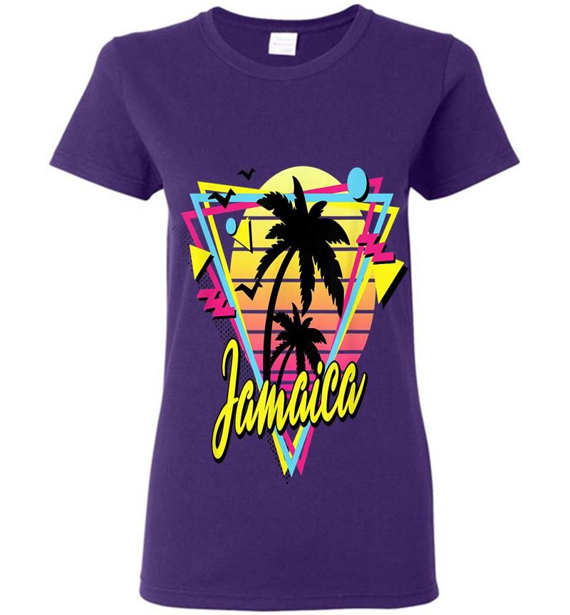 Inktee Store - Jamaica Retro Vacations Beach 80S 70S Palm Tree Sunset Womens T-Shirt Image