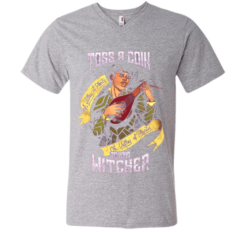 Inktee Store - Jaskier The Witcher Oh Valley Of Plenty Toss A Coin To Your Witcher V-Neck T-Shirt Image