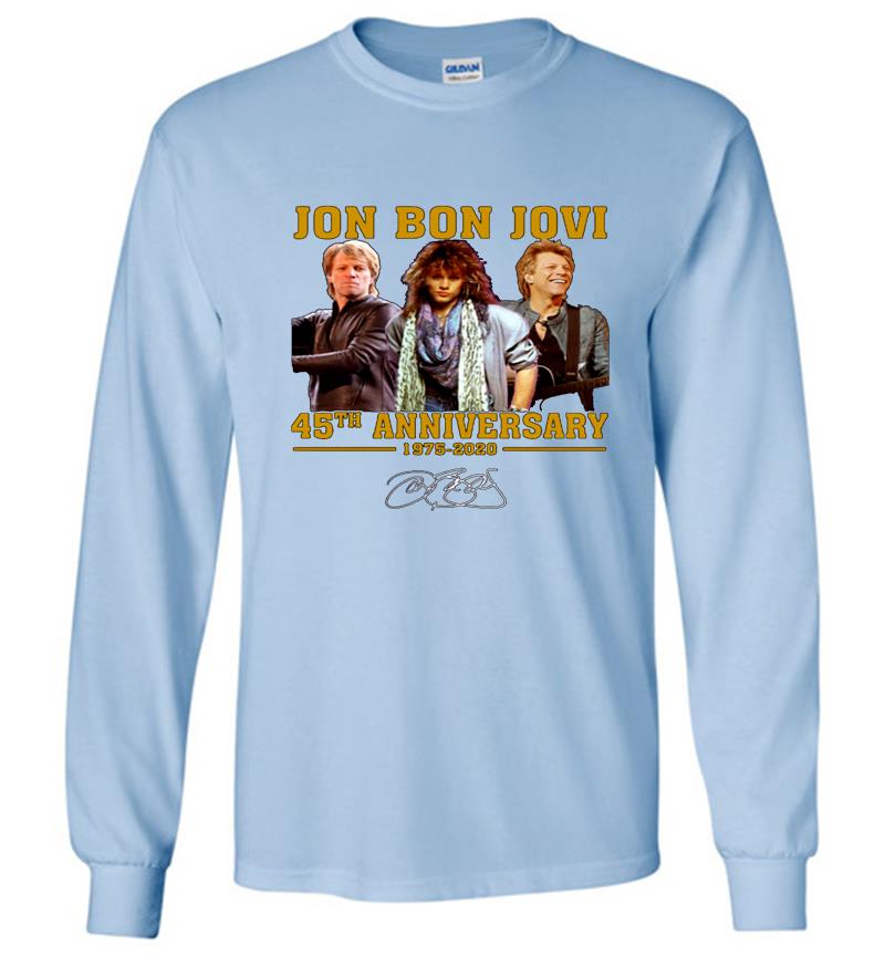 Inktee Store - Jon Bon Jovi Musician 45Th Anniversary 1975-2020 Signature Long Sleeve T-Shirt Image