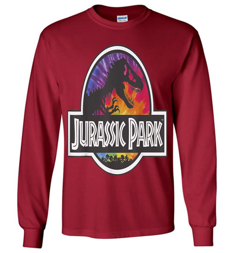 Inktee Store - Jurassic Park Classic Logo Tie Dye Graphic Long Sleeve T-Shirt Image