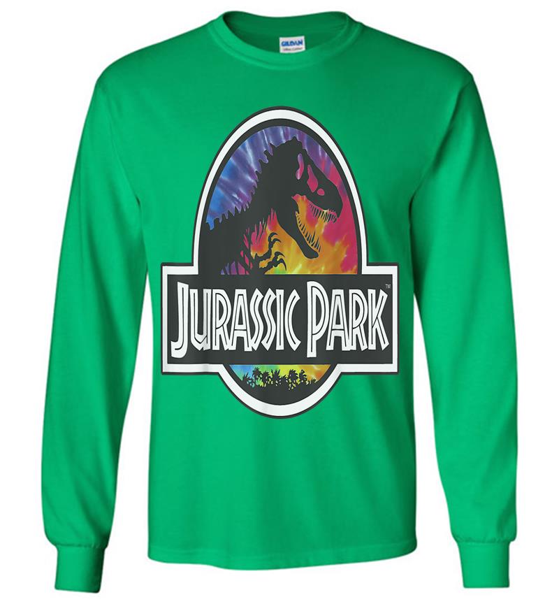 Inktee Store - Jurassic Park Classic Logo Tie Dye Graphic Long Sleeve T-Shirt Image