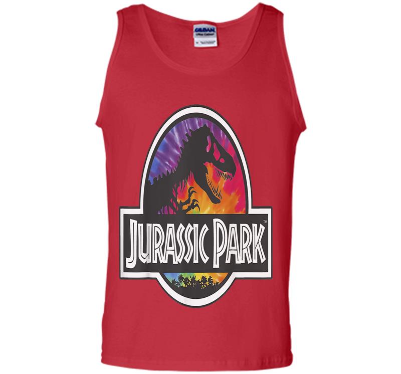 Inktee Store - Jurassic Park Classic Logo Tie Dye Graphic Mens Tank Top Image