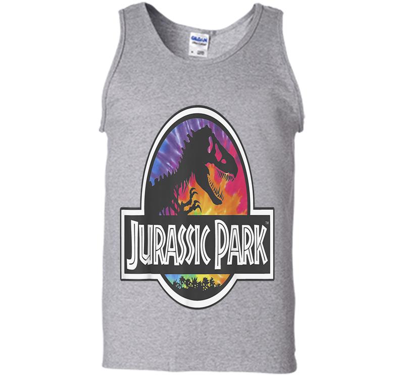 Inktee Store - Jurassic Park Classic Logo Tie Dye Graphic Mens Tank Top Image
