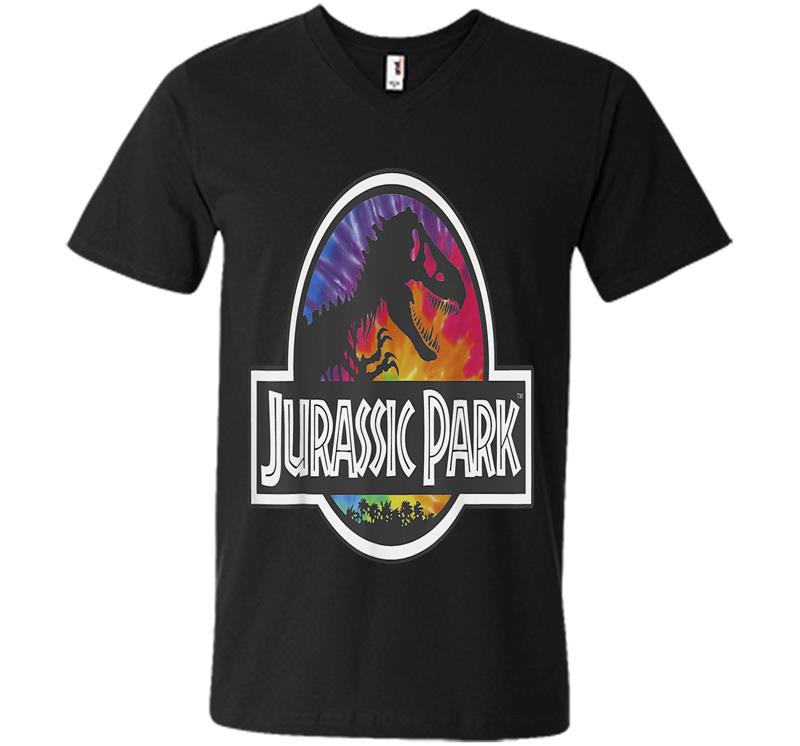 Jurassic Park Classic Logo Tie Dye Graphic V-neck T-shirt