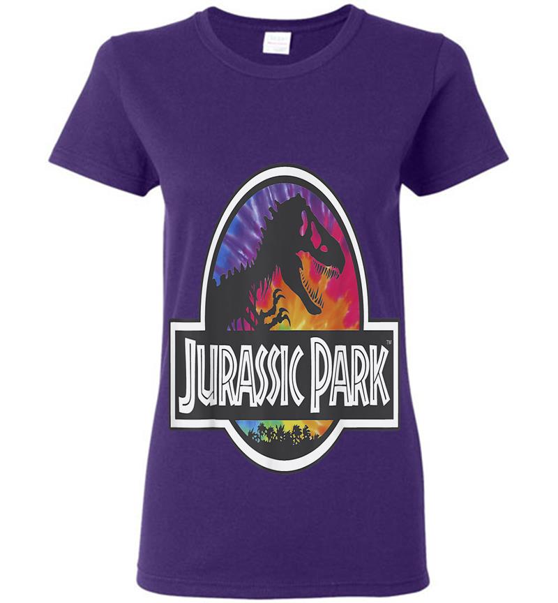 Inktee Store - Jurassic Park Classic Logo Tie Dye Graphic Womens T-Shirt Image