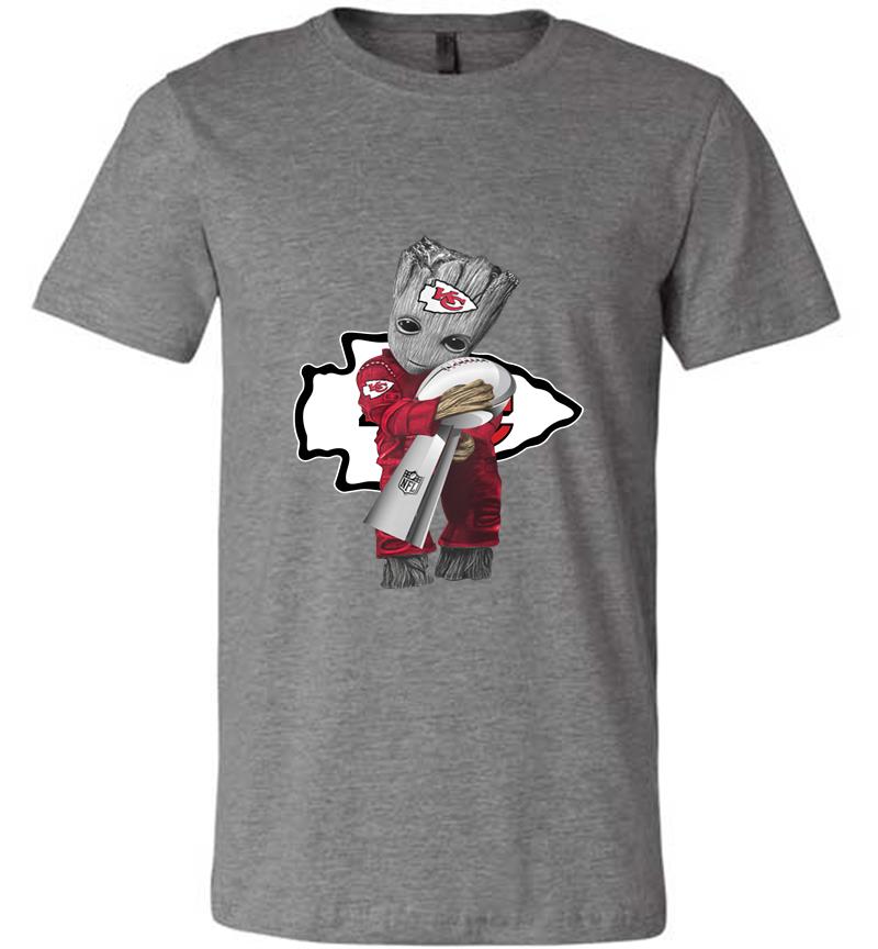 Inktee Store - Kansas City Chiefs Baby Groot Hug Nfl Cup Premium T-Shirt Image