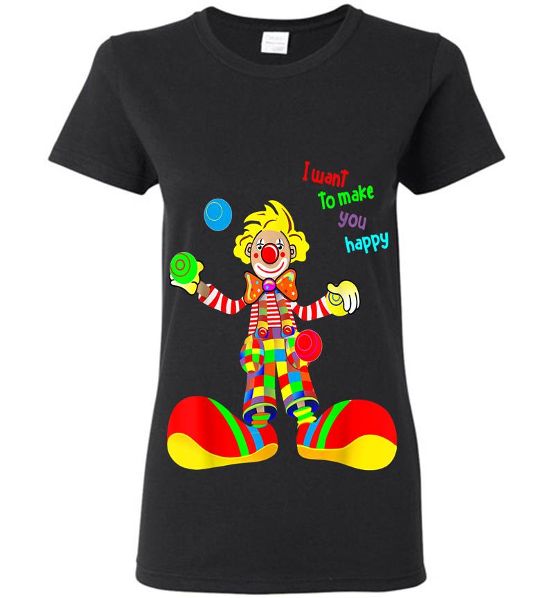 Karnevals Ersatz Kostm Mit Buntem Clown Und Bunten Bllen. Womens T-Shirt
