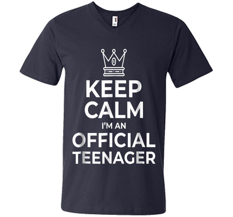Inktee Store - Keep Calm Birthday Official Nager 13Th Funny Boy V-Neck T-Shirt Image