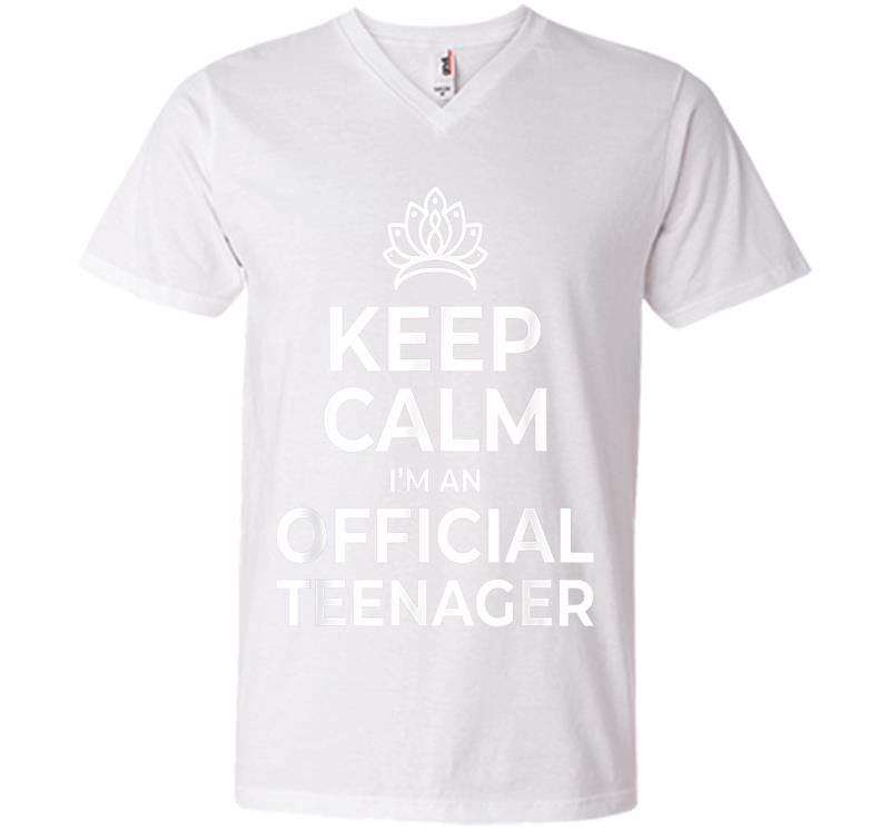 Inktee Store - Keep Calm Birthday Official Nager 13Th Funny Girl V-Neck T-Shirt Image