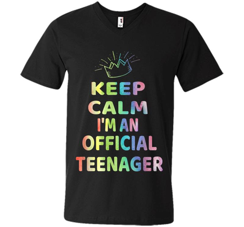 Keep Calm Birthday Official Nager Design 13th Funny Girl V-neck T-shirt