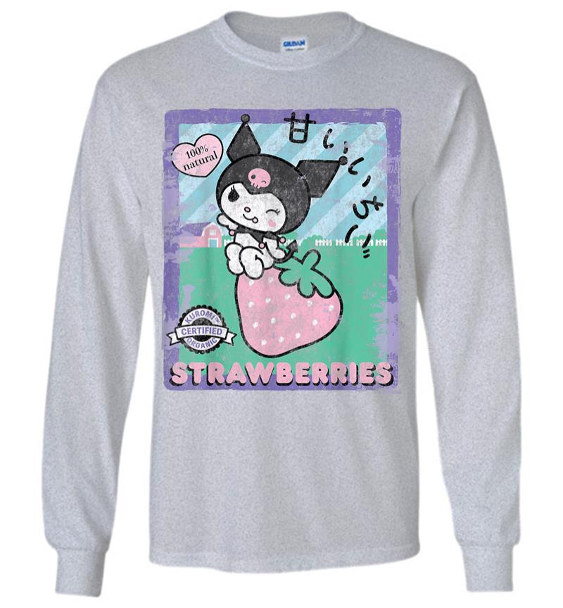 Inktee Store - Kuromi Strawberry Picking Strawberries Farm Long Sleeve T-Shirt Image