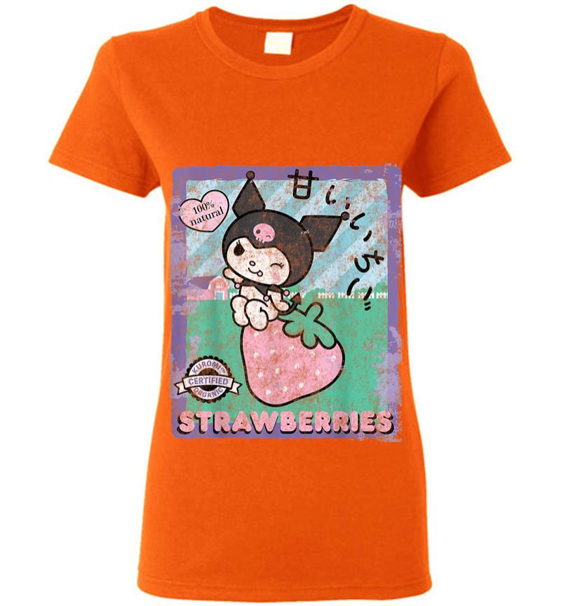 Inktee Store - Kuromi Strawberry Picking Strawberries Farm Women T-Shirt Image