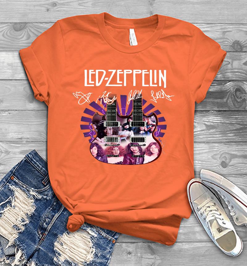 Inktee Store - Led Zeppelin Band Double Guitar Signature Mens T-Shirt Image