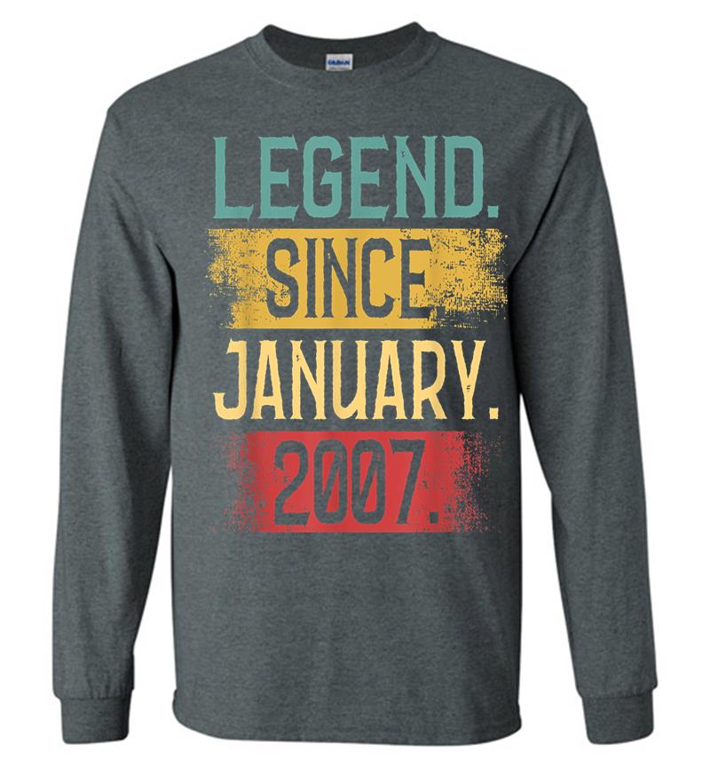 Inktee Store - Legend Since January 2007 13Th Birthday Boys S Long Sleeve T-Shirt Image