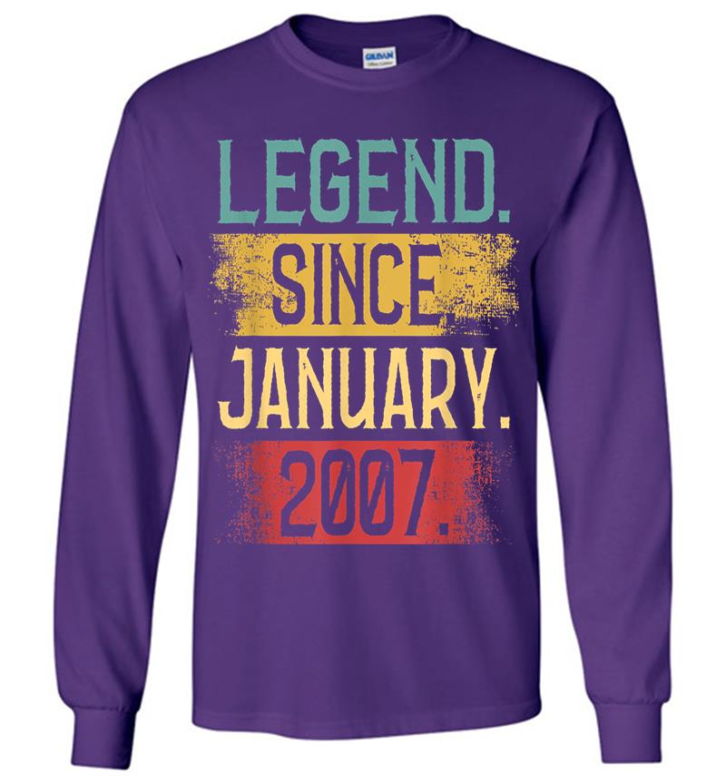 Inktee Store - Legend Since January 2007 13Th Birthday Boys S Long Sleeve T-Shirt Image