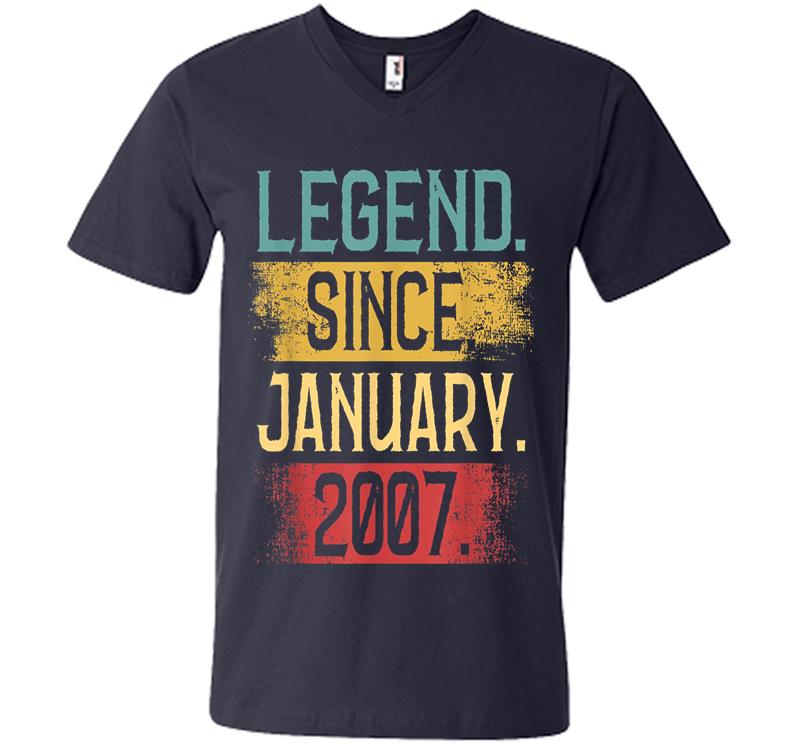 Inktee Store - Legend Since January 2007 13Th Birthday Boys S V-Neck T-Shirt Image