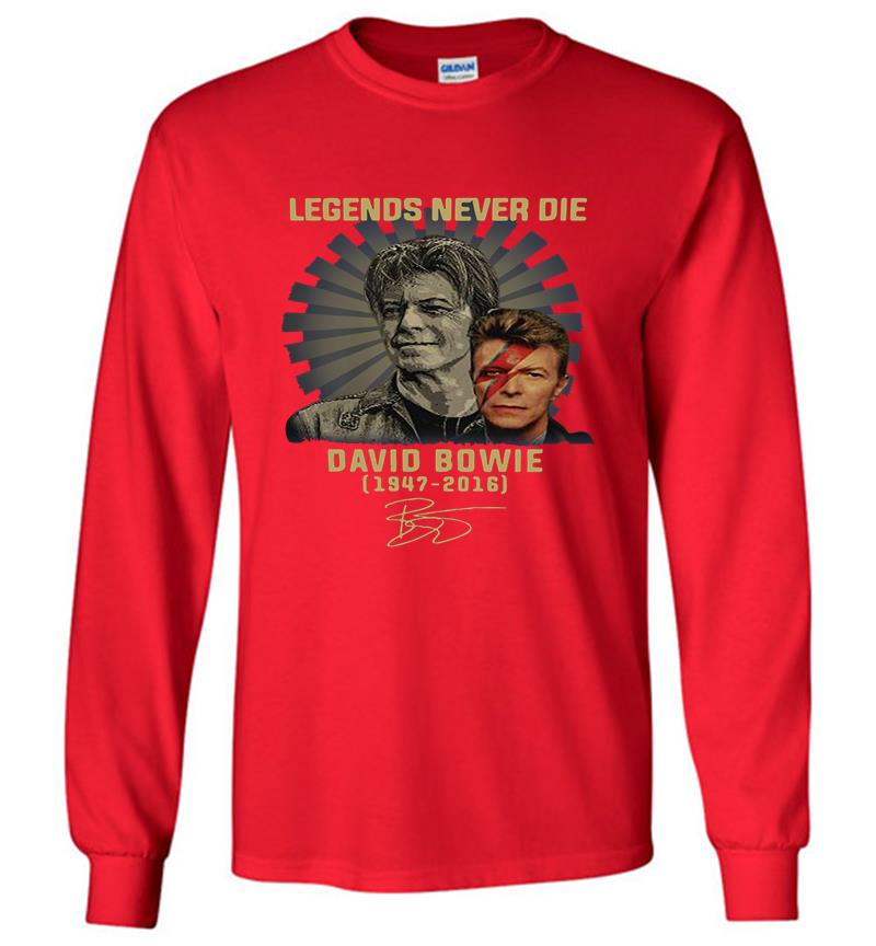 Inktee Store - Legends Never Die David Bowie 1947-2016 Signatures Long Sleeve T-Shirt Image