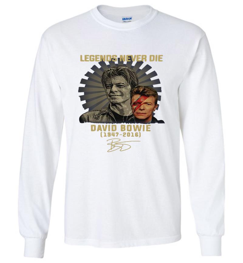 Inktee Store - Legends Never Die David Bowie 1947-2016 Signatures Long Sleeve T-Shirt Image