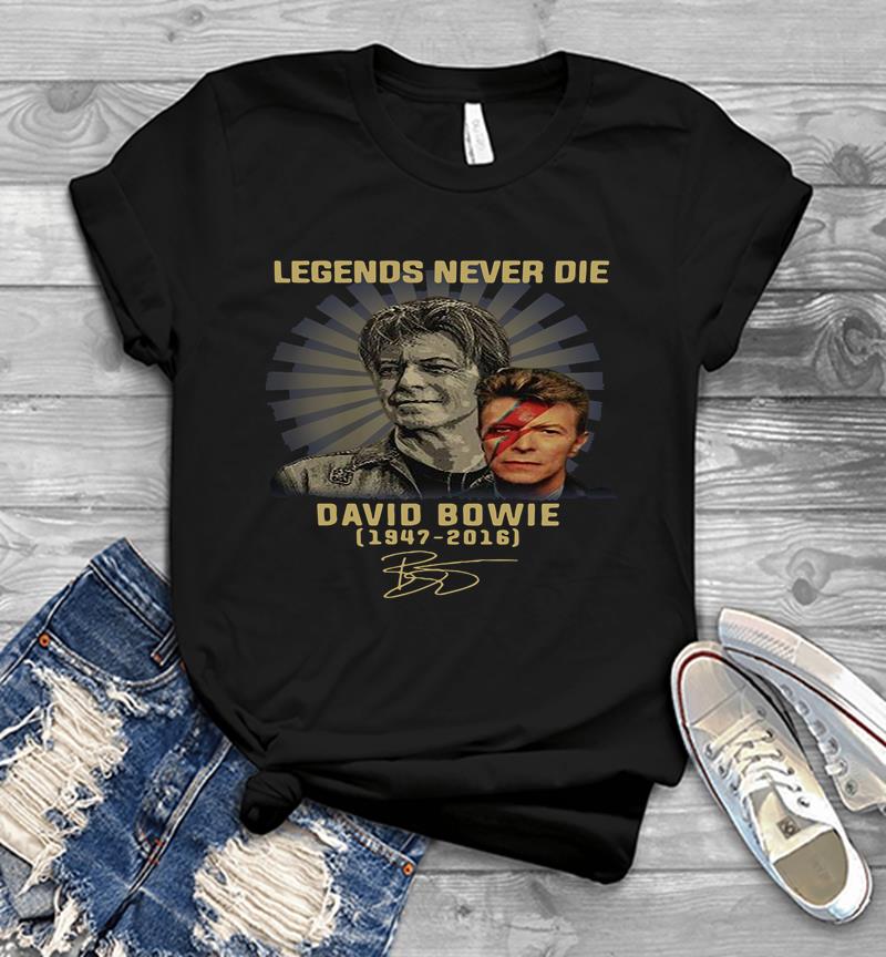 Legends Never Die David Bowie 1947-2016 Signatures Mens T-shirt