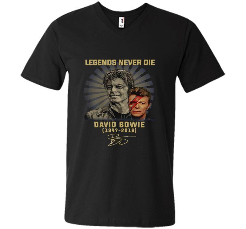Legends Never Die David Bowie 1947-2016 Signatures V-neck T-shirt