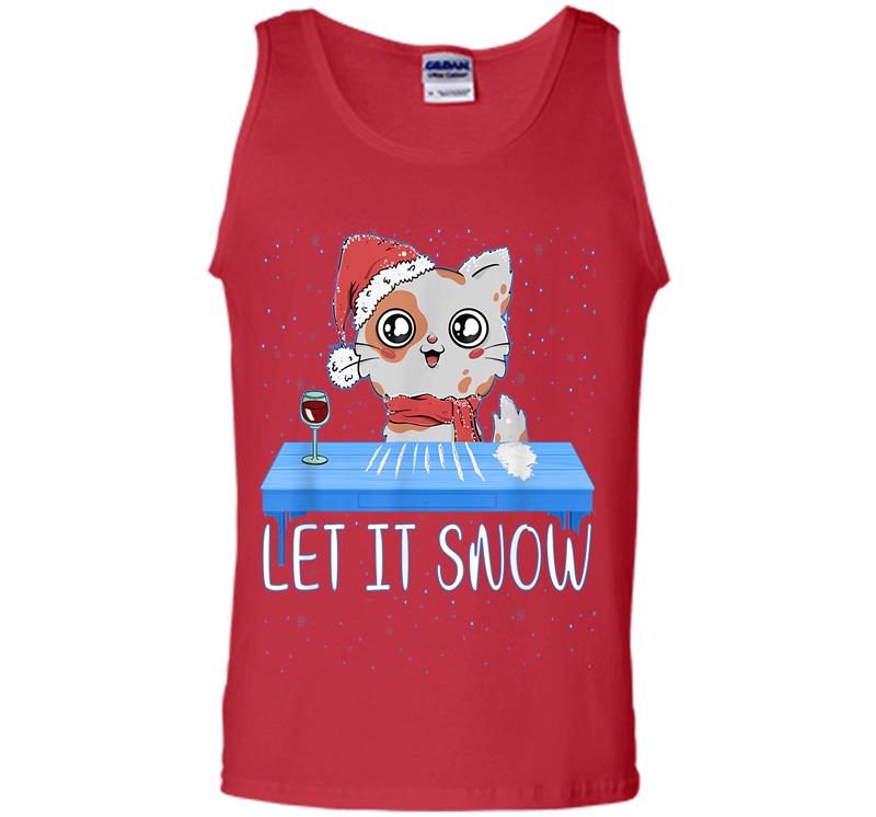Inktee Store - Let It Snow Santa Cocaine Adult Humor Cat Kitten Funny Gag Mens Tank Top Image