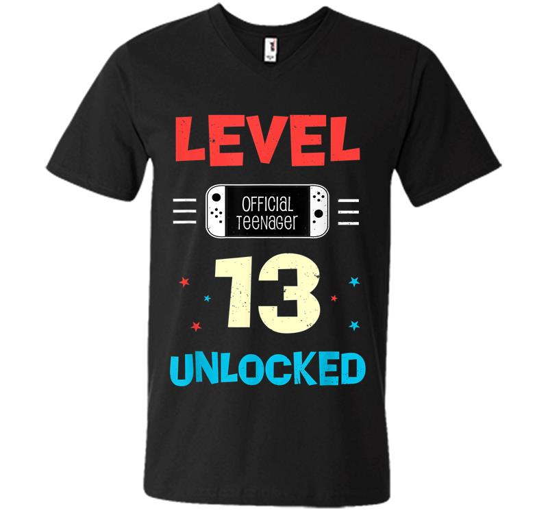 Level 13 Unlocked Official Nager 13th Birthday Gamer V-neck T-shirt