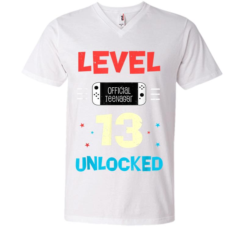 Inktee Store - Level 13 Unlocked Official Nager 13Th Birthday Gamer V-Neck T-Shirt Image