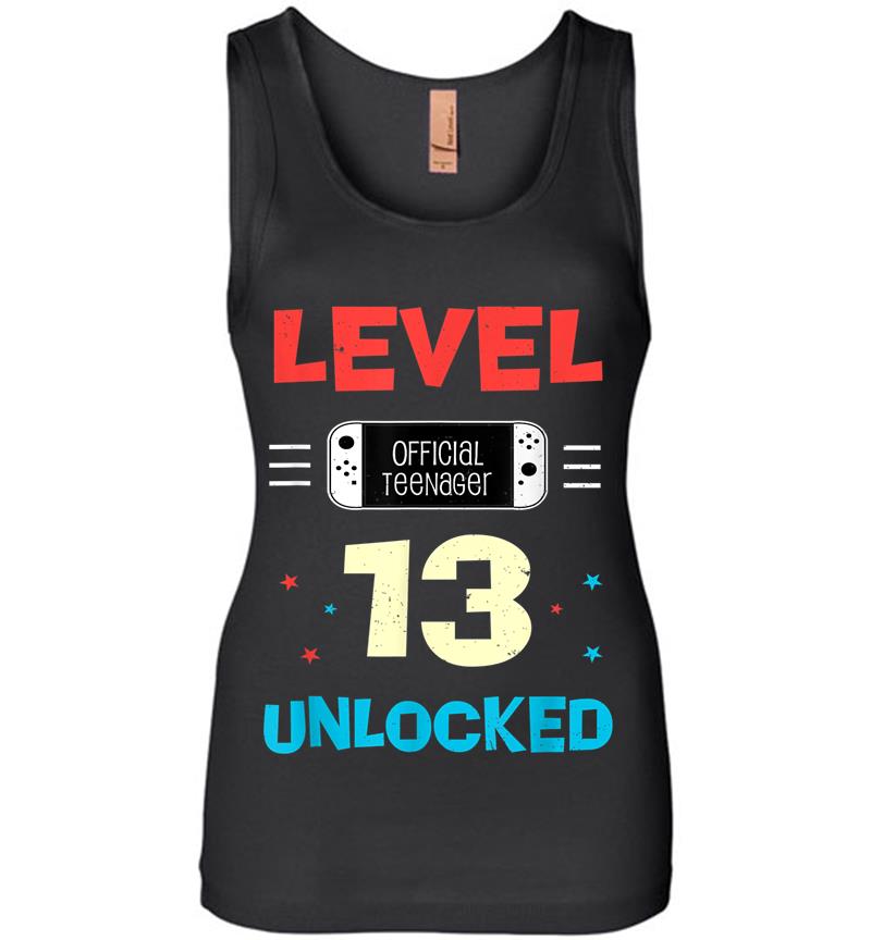 Level 13 Unlocked Official Nager 13th Birthday Gamer Womens Jersey Tank Top