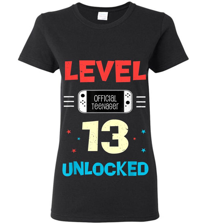 Level 13 Unlocked Official Nager 13th Birthday Gamer Womens T-shirt