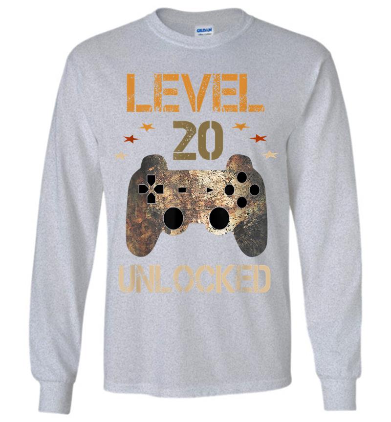 Inktee Store - Level 20 Unlocked Official Youth 20Th Birthday Gamer Long Sleeve T-Shirt Image