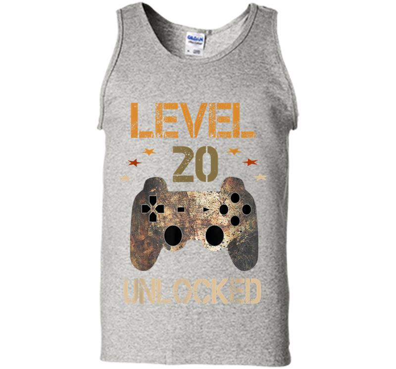 Level 20 Unlocked Official Youth 20th Birthday Gamer Mens Tank Top