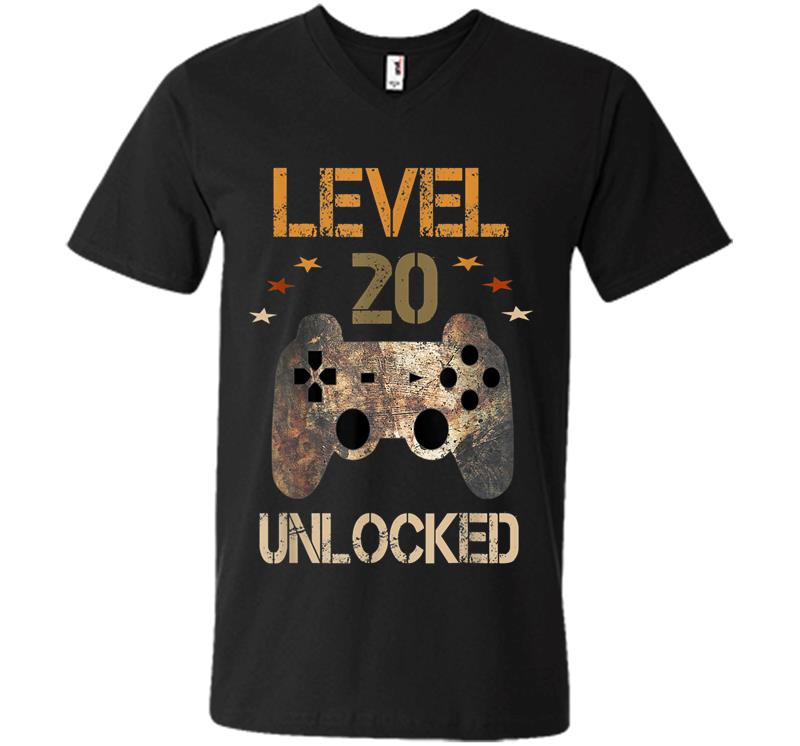 Level 20 Unlocked Official Youth 20th Birthday Gamer V-neck T-shirt