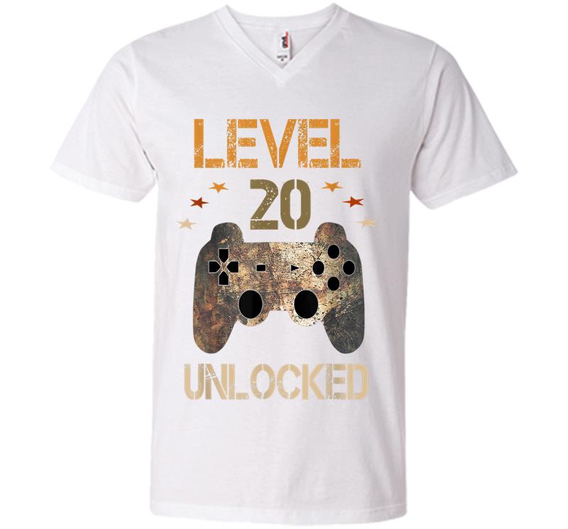 Inktee Store - Level 20 Unlocked Official Youth 20Th Birthday Gamer V-Neck T-Shirt Image