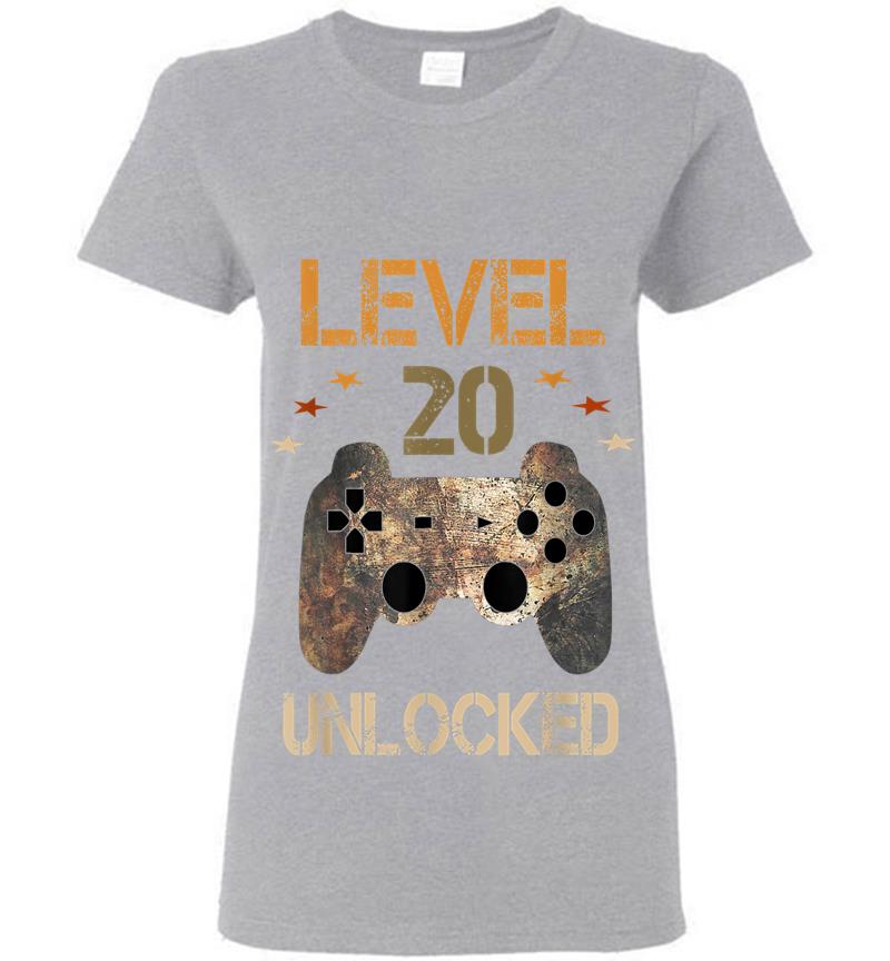 Inktee Store - Level 20 Unlocked Official Youth 20Th Birthday Gamer Womens T-Shirt Image