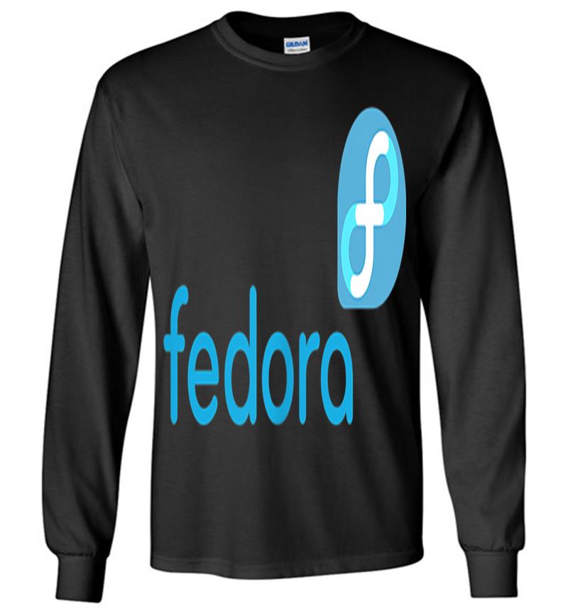 Linux Fedora New Blue Tagline &Amp; Logo Open Source Os Long Sleeve T-Shirt
