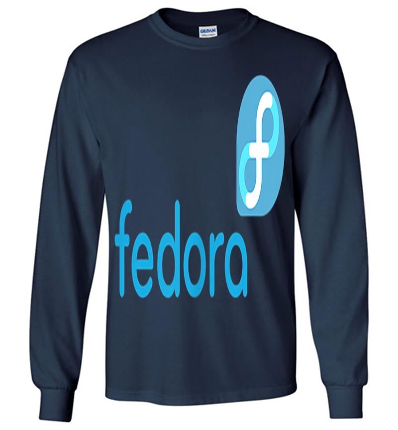 Inktee Store - Linux Fedora New Blue Tagline &Amp; Logo Open Source Os Long Sleeve T-Shirt Image