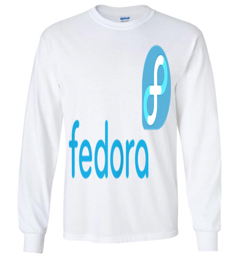 Inktee Store - Linux Fedora New Blue Tagline &Amp; Logo Open Source Os Long Sleeve T-Shirt Image