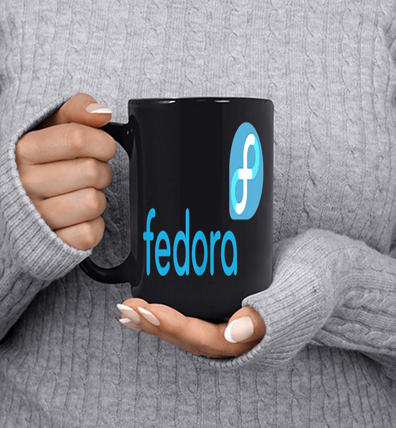 Linux Fedora New Blue Tagline & Logo Open Source Os Mug