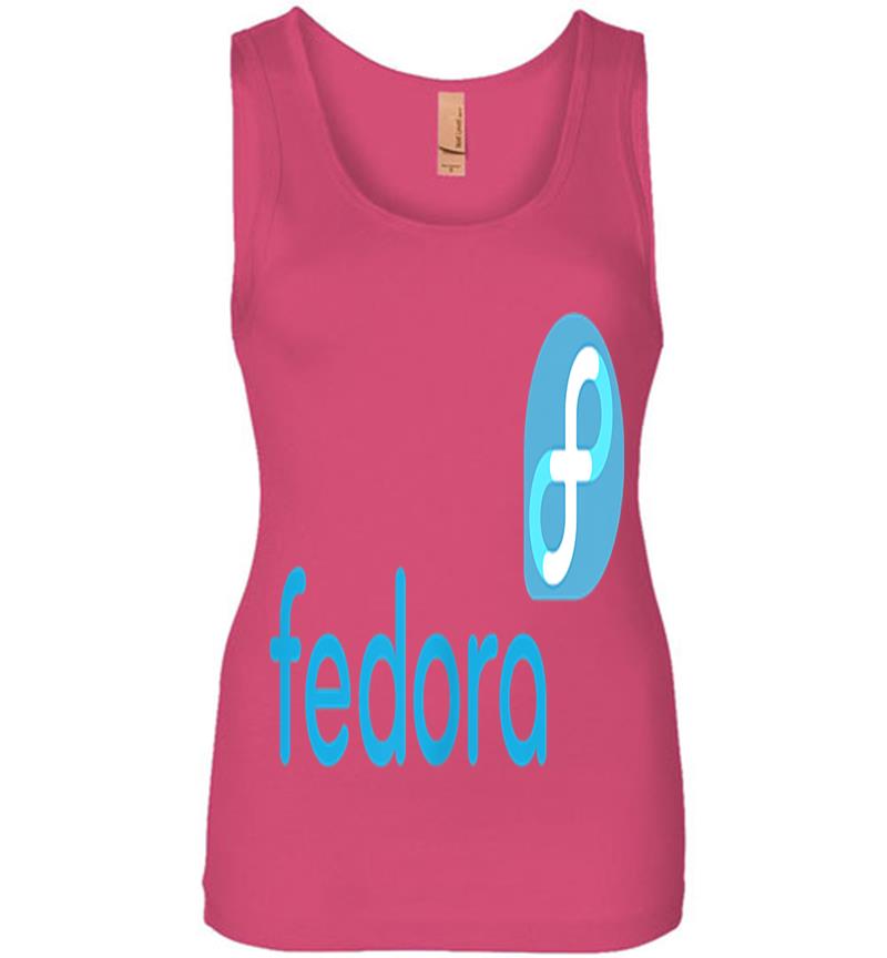 Inktee Store - Linux Fedora New Blue Tagline &Amp; Logo Open Source Os Womens Jersey Tank Top Image