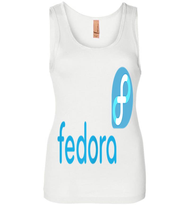 Inktee Store - Linux Fedora New Blue Tagline &Amp; Logo Open Source Os Womens Jersey Tank Top Image